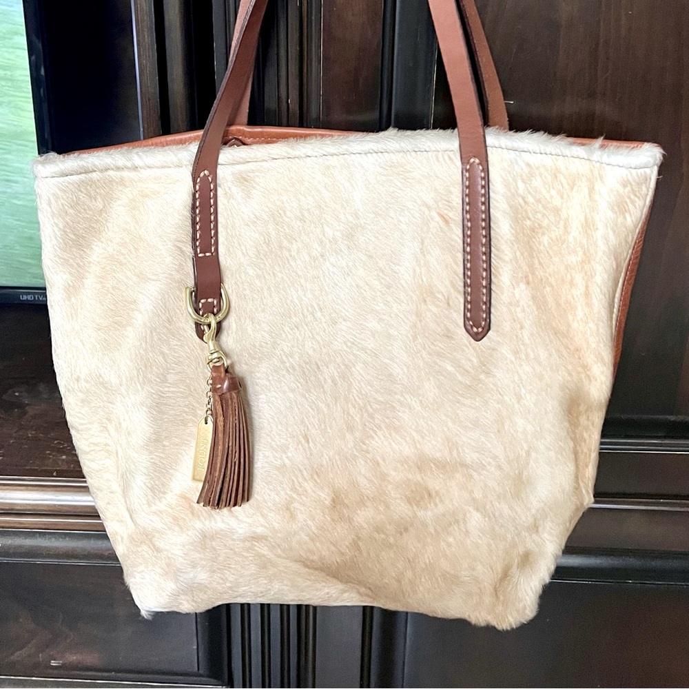 FOUNT handbag, unique one of a kind fur on hide!